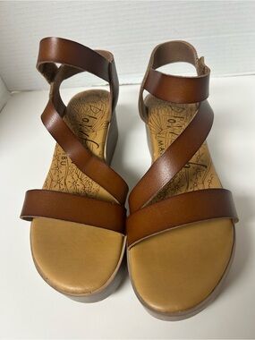 Blowfish Malibu Brown Strappy Platform Wedge Sandals Size 10 Boho